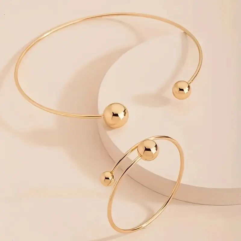 Ensemble de Collier et Bracelet Minimaliste Lumineux | Or