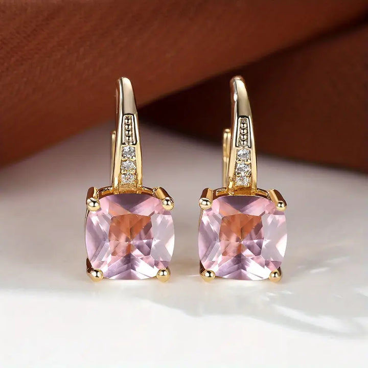 Boucles d'oreilles en anneau en pierre mystique | Or