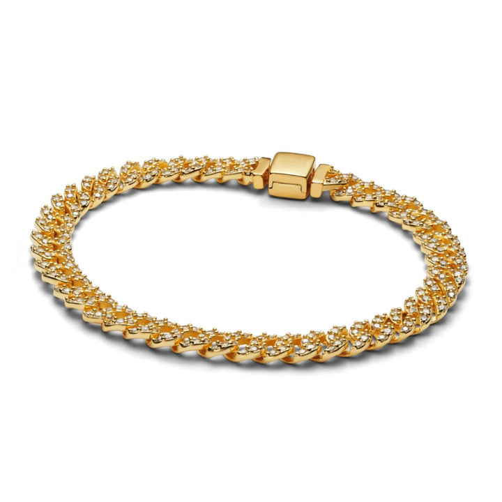 Bracelet Cubain en Moissanite | Or