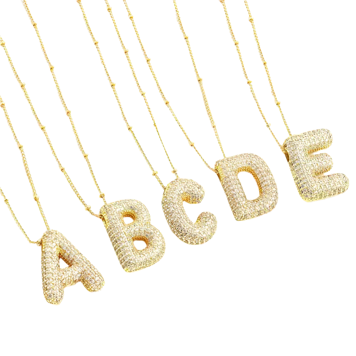 Collier avec initiale en lettres bulles | Or