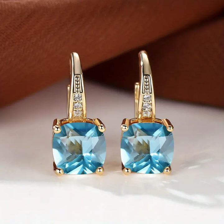 Boucles d'oreilles en anneau en pierre mystique | Or