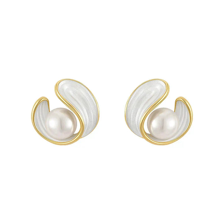 Boucles d'oreilles en opale blanche de luxe avec perles en or