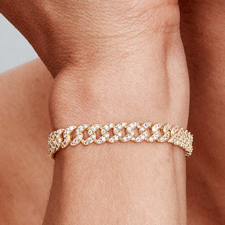 Bracelet Cubain en Moissanite | Or
