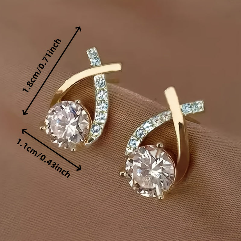 O&O - Boucles d'oreilles en zirconium Croix Dorée