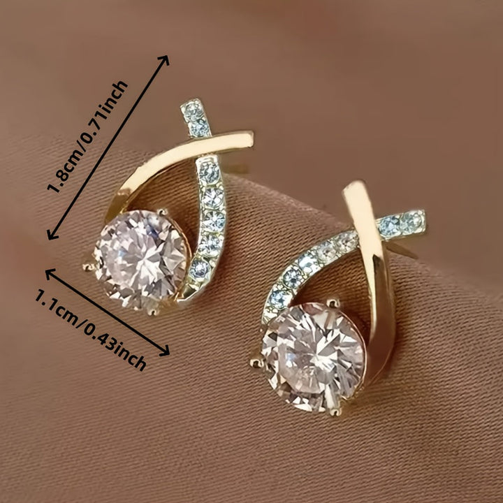 O&O - Boucles d'oreilles en zirconium Croix Dorée