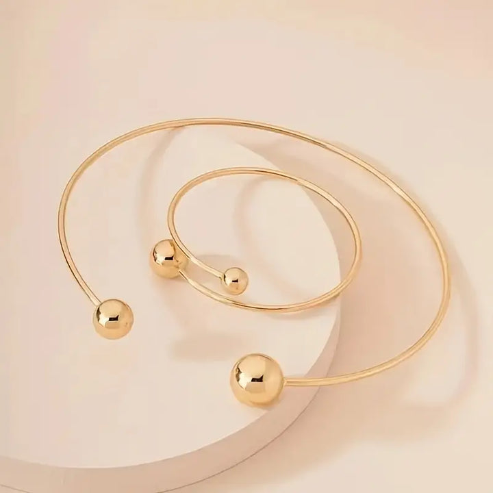 Ensemble de Collier et Bracelet Minimaliste Lumineux | Or