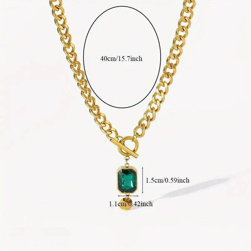 Collier Pendentif Émeraude Chaîne Épaisse | Or