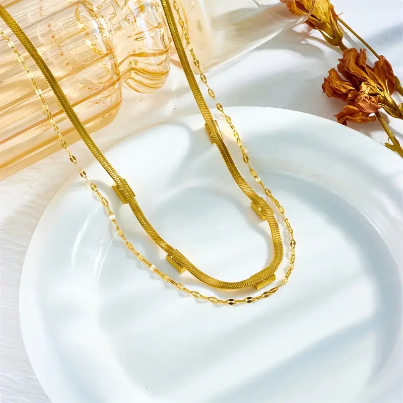 Collier rétro à double couche Sorella Gem | Or