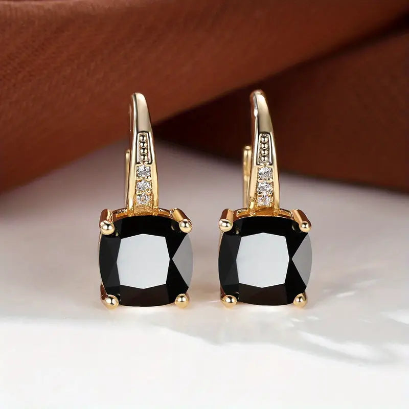 Boucles d'oreilles en anneau en pierre mystique | Or