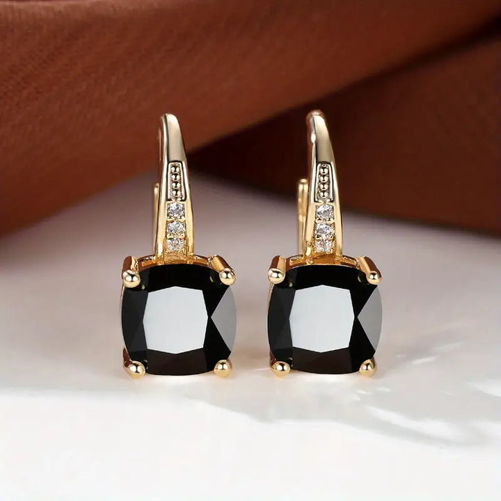 Boucles d'oreilles en anneau en pierre mystique | Or
