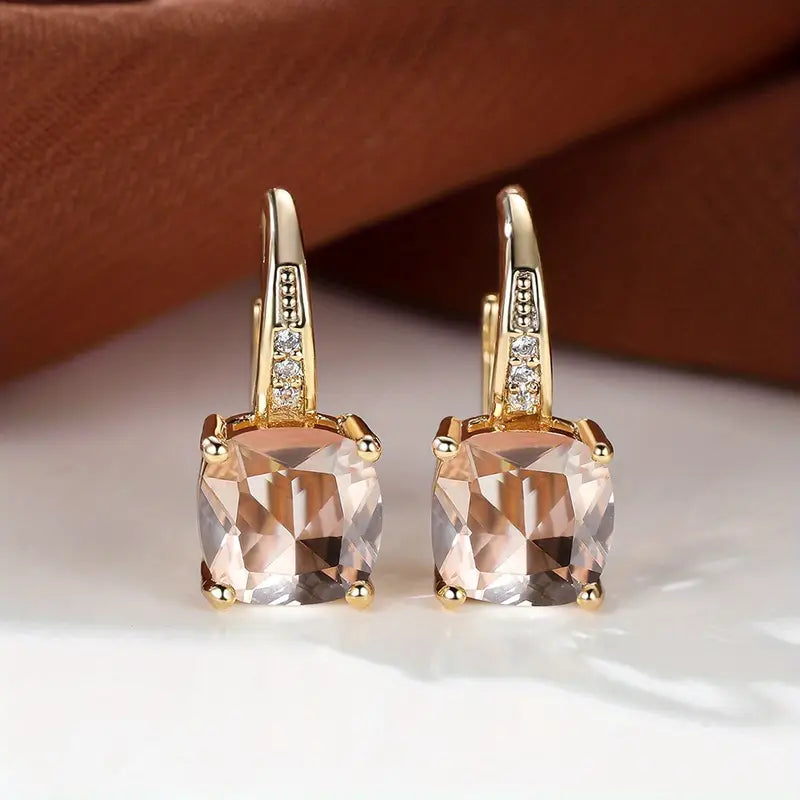 Boucles d'oreilles en anneau en pierre mystique | Or