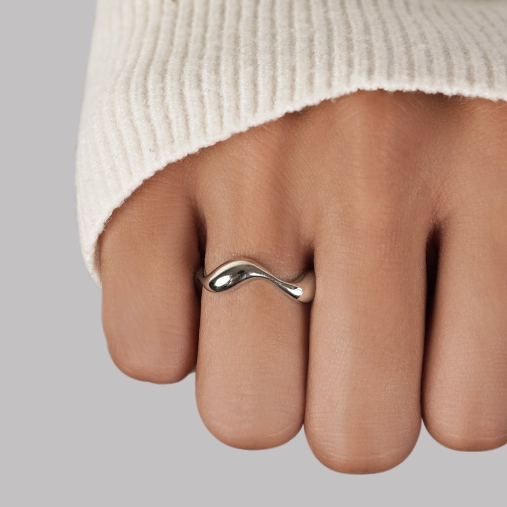 Bague Ajustable Vague Argentée