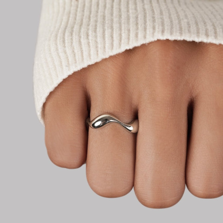 Bague Ajustable Vague Argentée