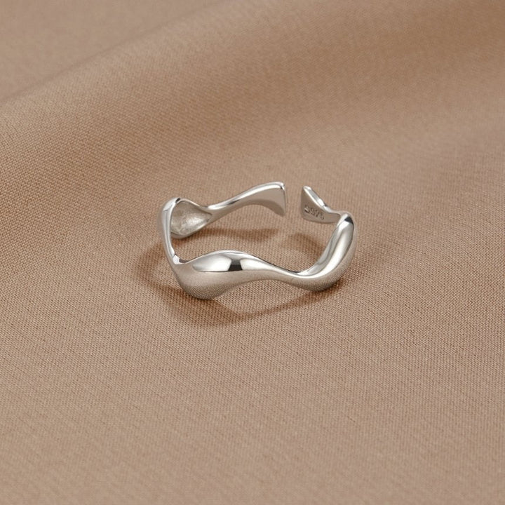 Bague Ajustable Vague Argentée