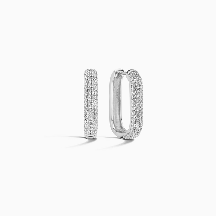 Boucles d'oreilles Pavé Icône | Or Blanc