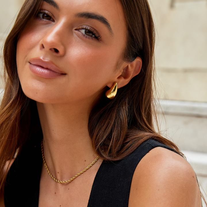 Boucles d'oreilles goutte d'eau en or Ame
