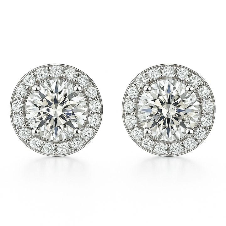 Boucles d'oreilles rondes Glamour Glacées | Or blanc
