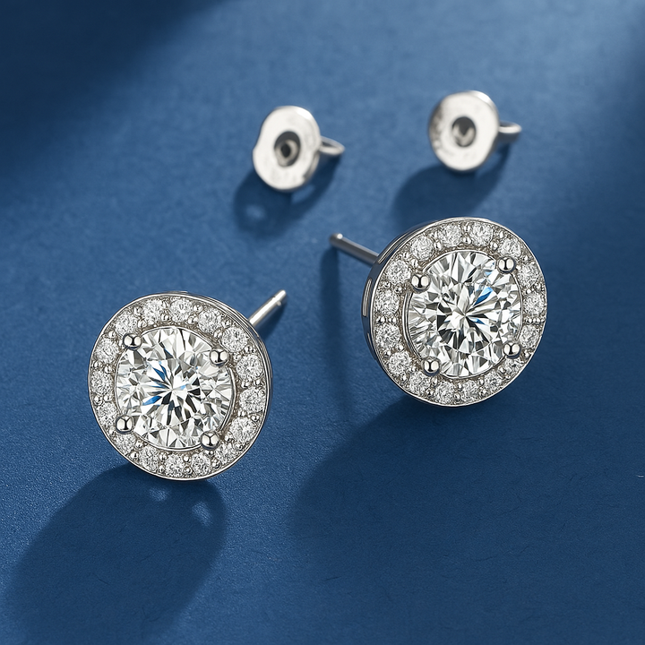Boucles d'oreilles rondes Glamour Glacées | Or blanc