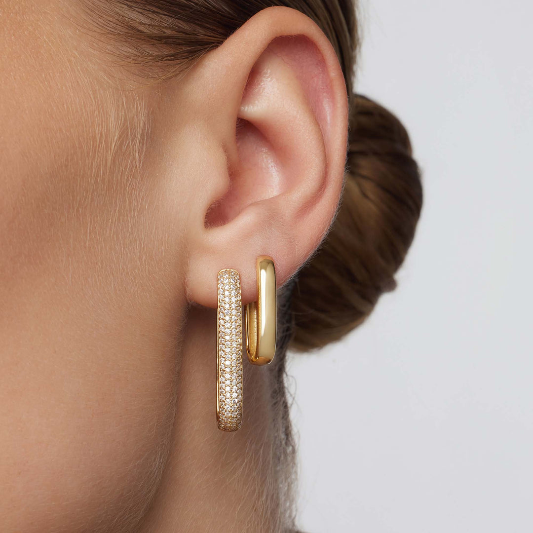 Grandes Boucles d'Oreilles Pavé Iconiques | Or