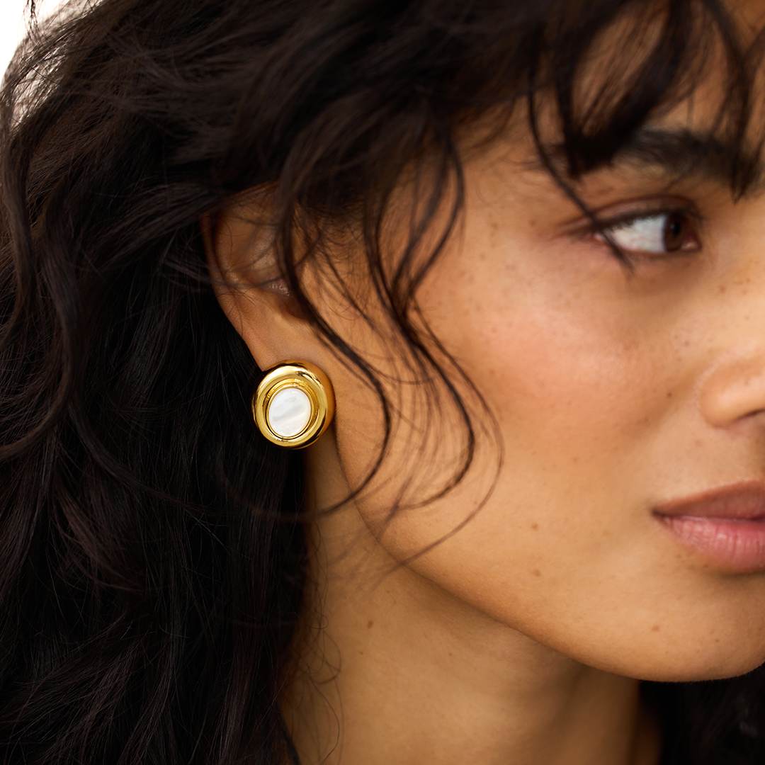 Boucles d'oreilles Giselle en perles | Or