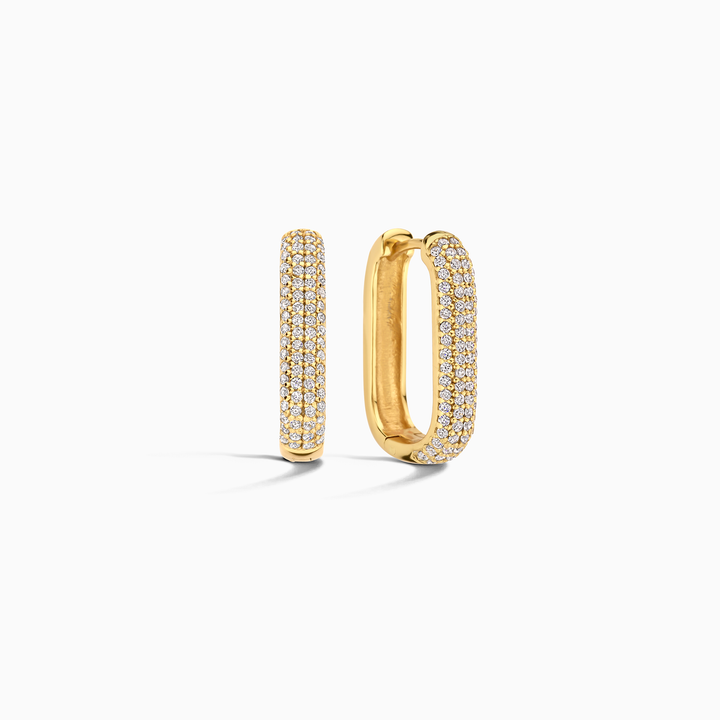Boucles d'oreilles Pavé Icône | Or Blanc