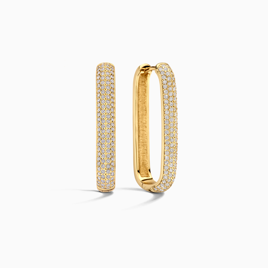Boucles d'Oreilles Pavé Grande Icône | Or Blanc