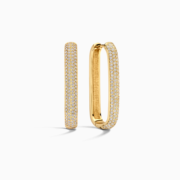 Boucles d'Oreilles Pavé Grande Icône | Or Blanc