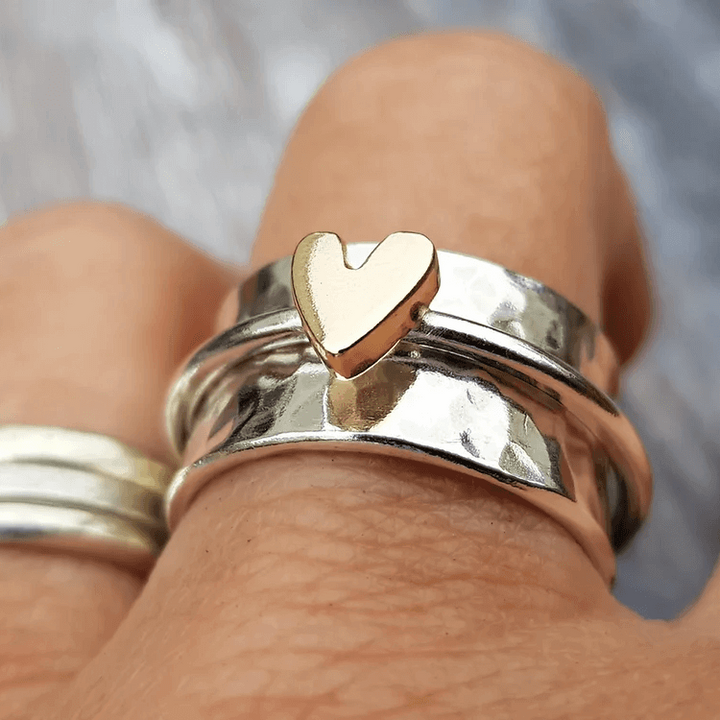 Bague en argent cœur doré