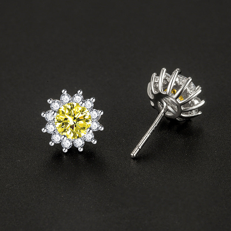 Boucles d'oreilles Muse ensoleillées Jaunes | Or Blanc