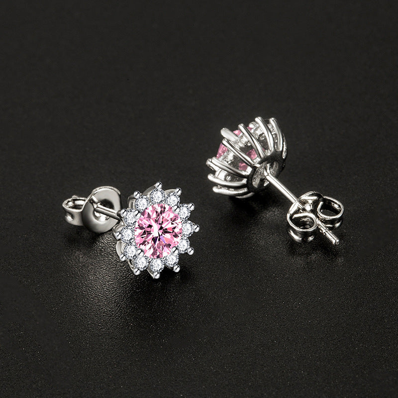 Boucles d'oreilles Muse ensoleillées Rose | Or blanc