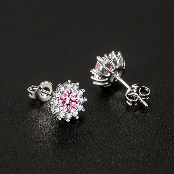 Boucles d'oreilles Muse ensoleillées Rose | Or blanc
