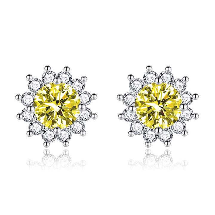 Boucles d'oreilles Muse ensoleillées Jaunes | Or Blanc