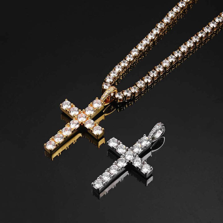 Collier croix en moissanite | Or blanc