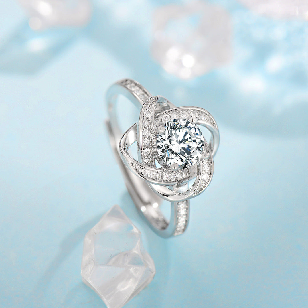Ensemble de Nœud de Trèfle Fleur de Givre | Or Blanc