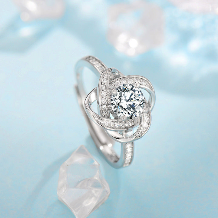 Ensemble de Nœud de Trèfle Fleur de Givre | Or Blanc