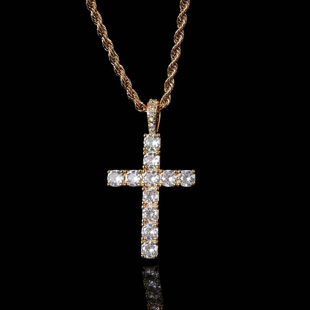 Collier croix en moissanite | Or blanc