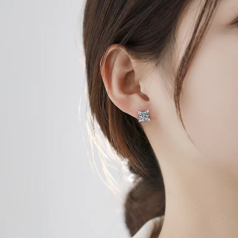 Boucles d'oreilles fleur Aurelie | Or blanc