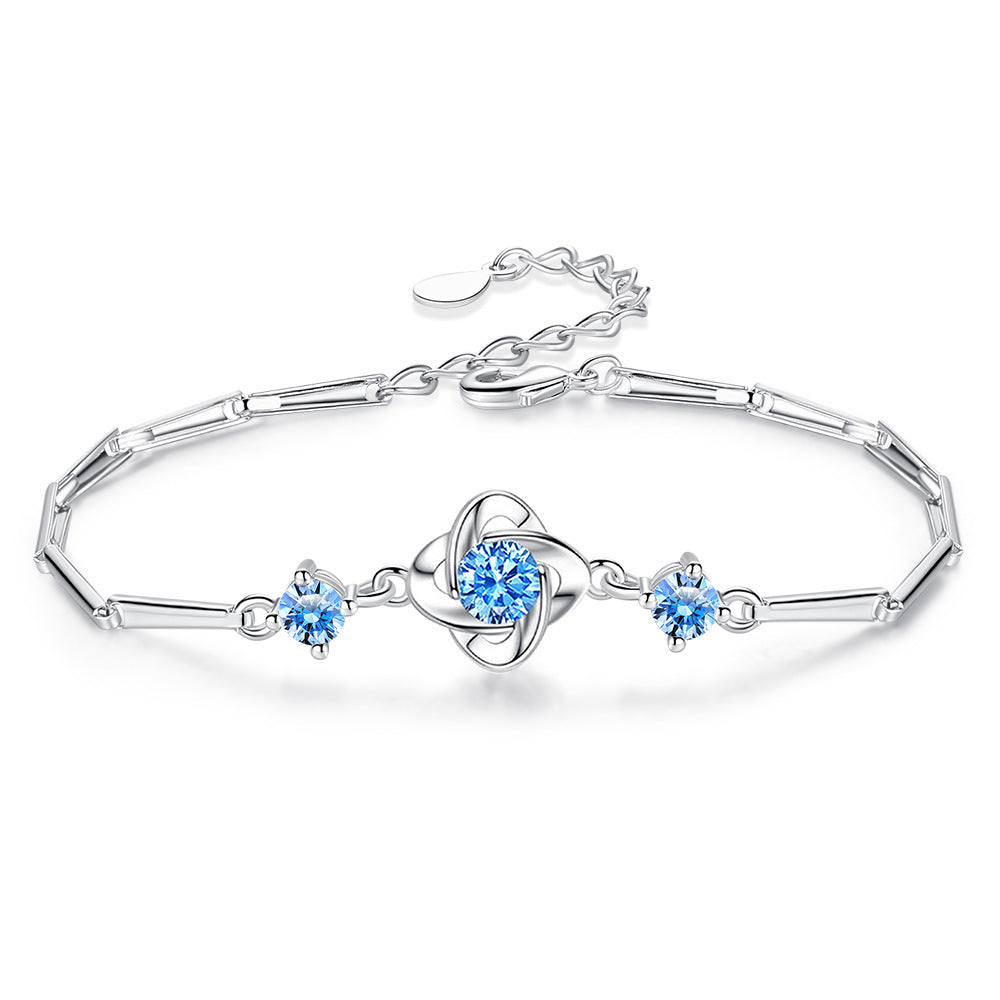 Ensemble de boucle Seren Clover Bleu | Or Blanc