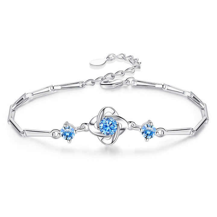 Ensemble de boucle Seren Clover Bleu | Or Blanc