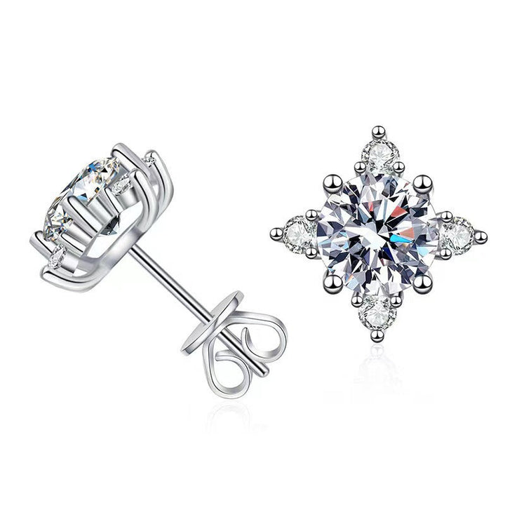 Boucles d'oreilles fleur Aurelie | Or blanc