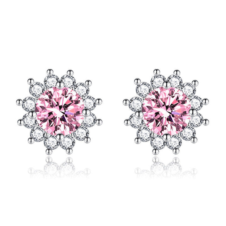 Boucles d'oreilles Muse ensoleillées Rose | Or blanc