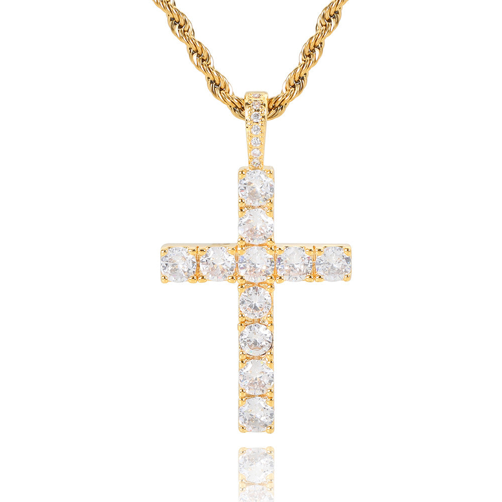 Collier croix en moissanite | Or blanc