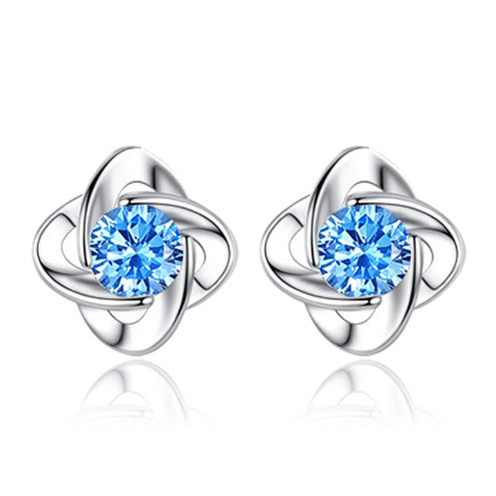 Ensemble de boucle Seren Clover Bleu | Or Blanc