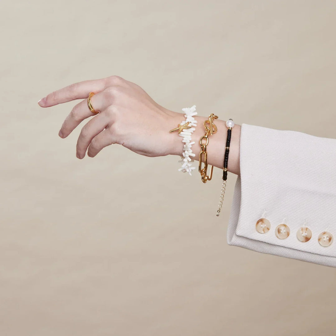 Bracelet T-Bar en Lien | Or
