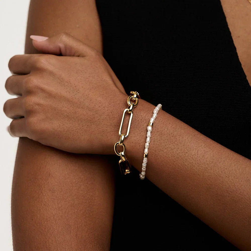 Bracelet T-Bar en Lien | Or