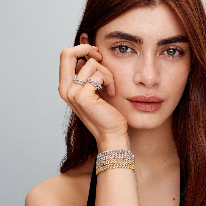 Bracelet Cubain en Moissanite | Or