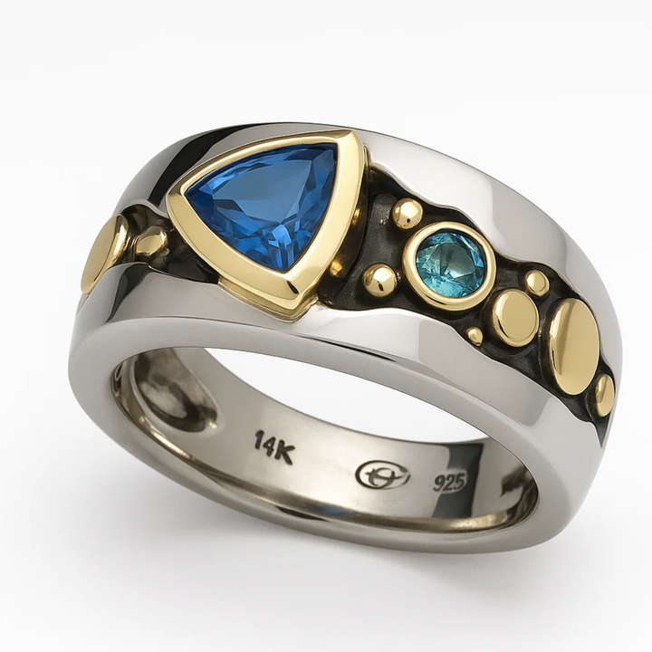 Bague Boho en Zirconia Bleu Vintage