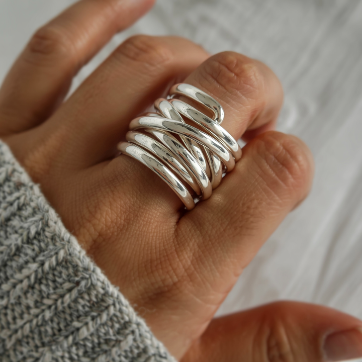 Bliss - Bague en Argent Épais Vintage