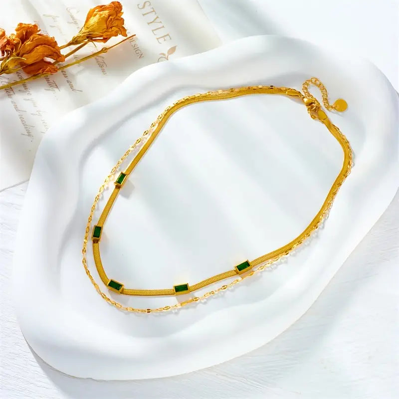 Collier rétro à double couche Sorella Gem | Or