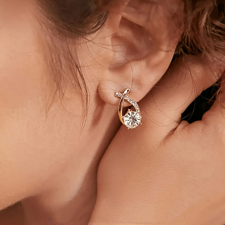 O&O - Boucles d'oreilles en zirconium Croix Dorée